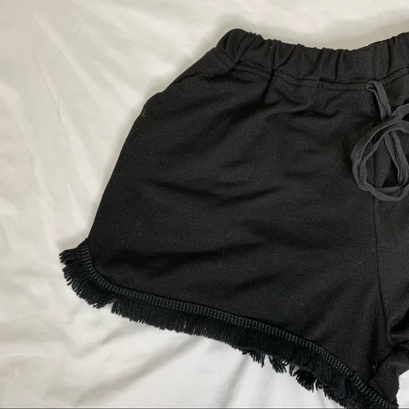 Raw Frayed Hem Lounge Shorts Black - Picture 4 of 4